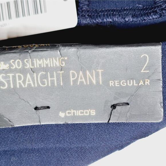 NEW Chico's SO Slimming Manhattan Trouser Pant Deep Navy 2 US 12 Large Straight - Picture 6 of 9